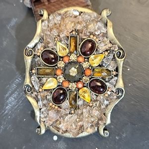 Women's Medium Bling Buckle Leather Belt